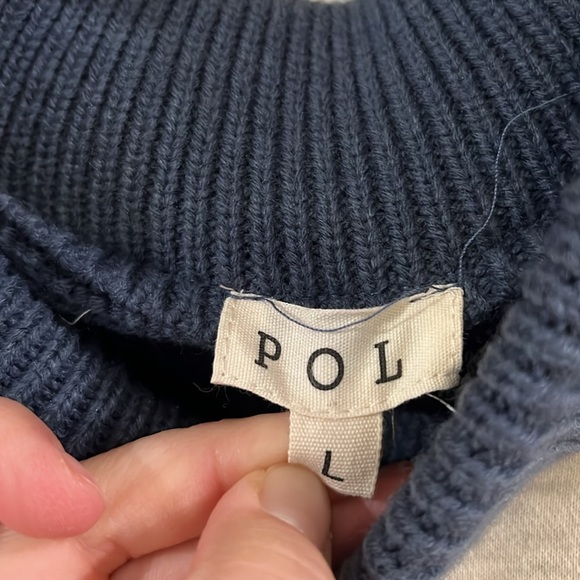 POL - Navy/Cream Knit Pullover - cable knit, L - Picture 5 of 8